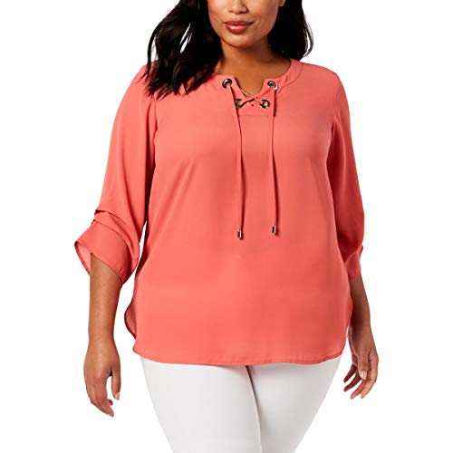 JM Collection Plus Size Lace Up Top
