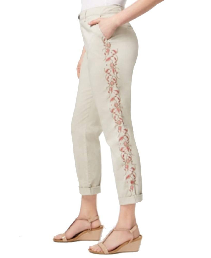 Embroidered Boyfriend Pants