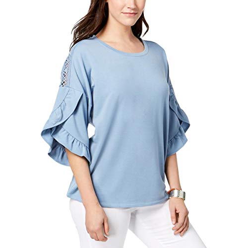 Ruffled Crochet-Inset Sweatshirt