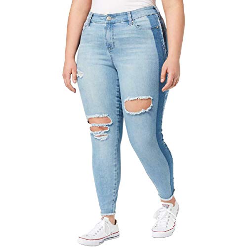 Celebrity Pink Trendy Plus Size Ripped Two Tone Skinny Jeans