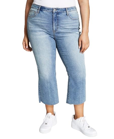 Now This Trendy Plus Size High Rise Step Hem Jeans