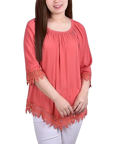 Petite Size 3/4 Sleeve Peasant Blouse