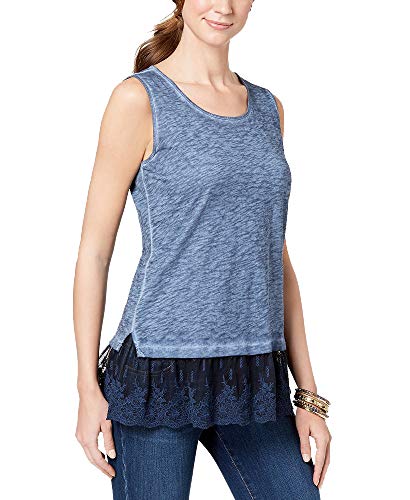 Style & Co Petite Lace Hem Tank Top