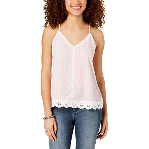 Juniors' Gingham Crochet Tank Top