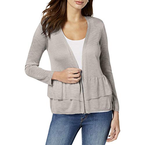 NY Collection Petite Open Front Ruffled Cardigan