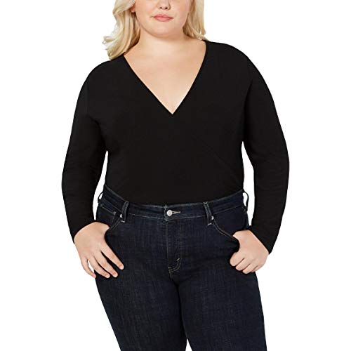 Plus Size Surplice Long Sleeve Bodysuit