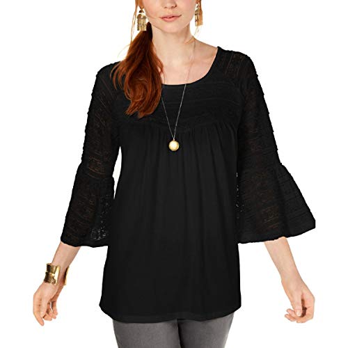 Lace Bell-Sleeve Scoop-Neck Top