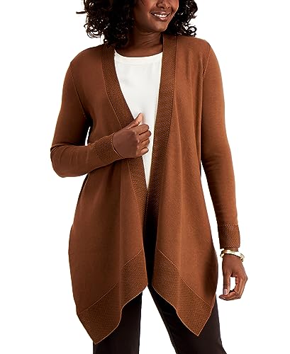 JM Collection Petite Cotton Handkerchief Hem Cardigan