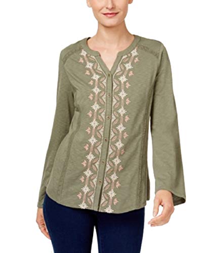 Style & Co Embroidered Split Neck Shirt