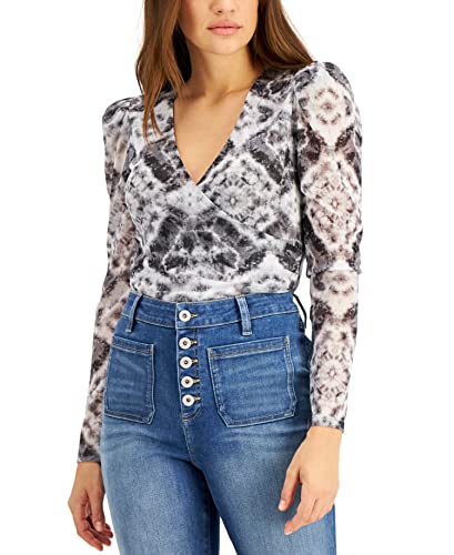 INC International Concepts Printed Mesh Surplice Top