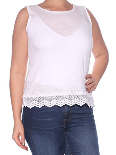 Maison Jules Cotton Crochet Hem Tank Top