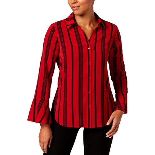 NY Collection Printed Bell Sleeve Blouse