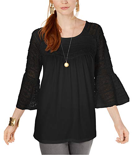 Lace Bell-Sleeve Scoop-Neck Top