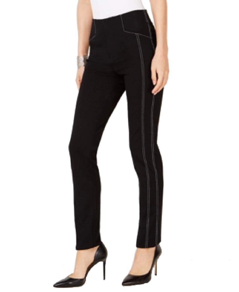Curvy Contrast Stitch Straight Leg Pants