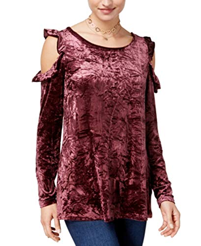 Juniors' Velvet Cold-Shoulder Top