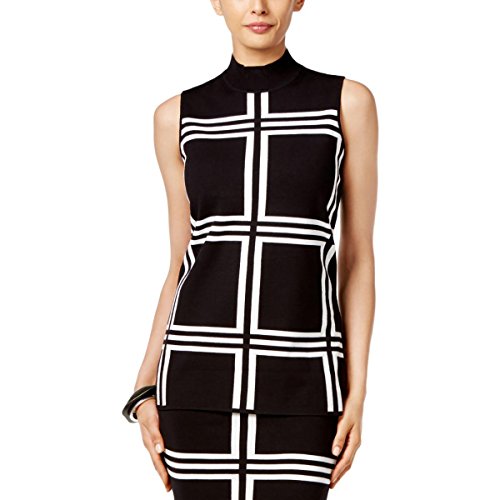 Window Pane Print Sleeveless Pullover Sweater
