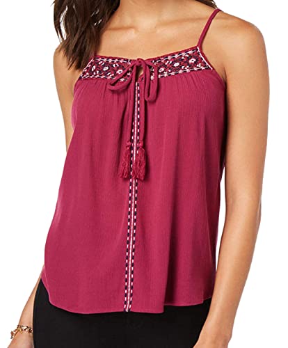 Juniors' Embroidered Tie-Front Tank Top