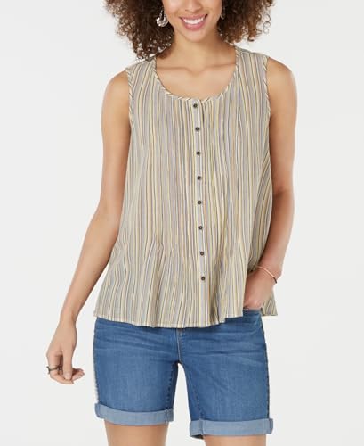 Style & Co Cotton Striped Button Front Top
