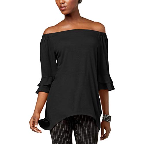 NY Collection Off The Shoulder Hankderchief Hem Top