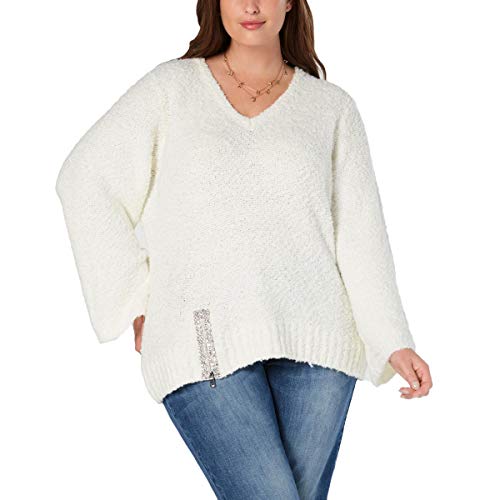 I.N.C. Plus Size Rhinestone-Zipper Sweater
