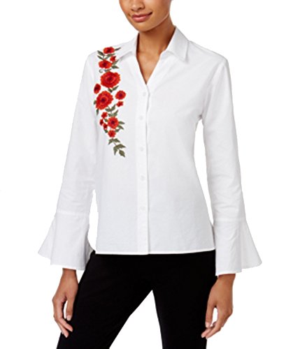 NY Collection Cotton Embroidered Shirt