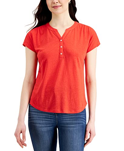 Style & Co Petite Linen Blend Henley Top