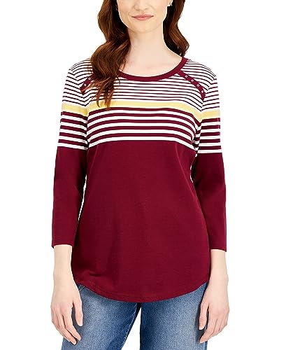Karen Scott Womens Lady Stripe T-Shirt