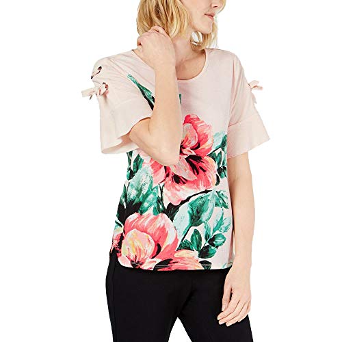 JM Collection Plus Size Printed Lace Up Top