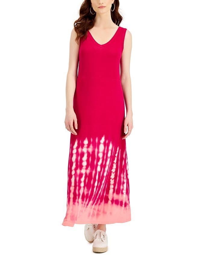 Style & Co Womens Tie Dyed Sleeveless Maxi Dress