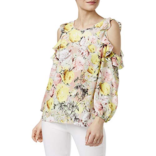 INC International Concepts Petite Floral Print Cold Shoulder Top