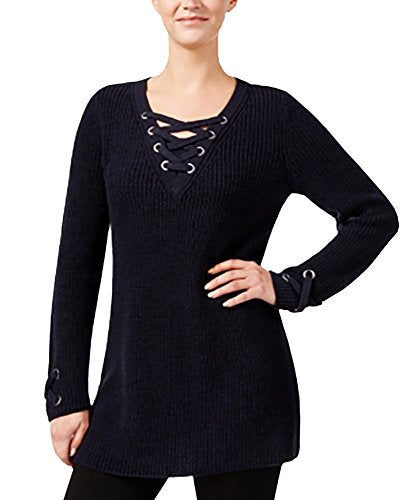Style & Co Lace Up Tunic Sweater