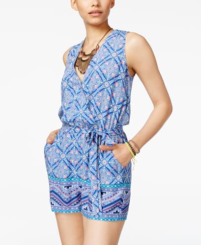 Be Bop Juniors Printed Surplice Romper With Sash Belt
