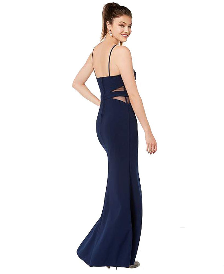 City Studios Juniors Side Slit Illusion Column Gown