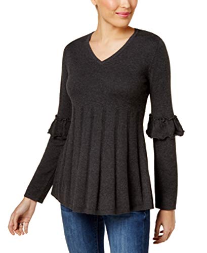 Petite Pleated Ruffle-Sleeve Sweater
