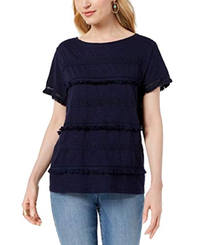 Style & Co Embellished Fringe Trim T-Shirt