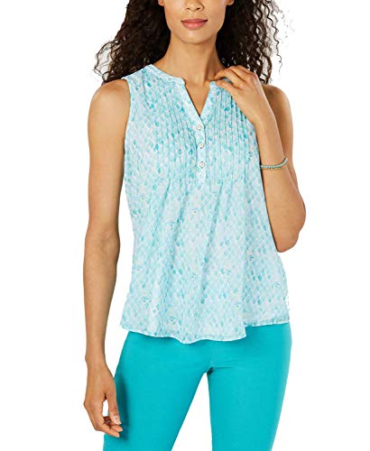 Charter Club Petite Seahorse Print Pintucked Top