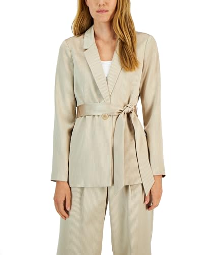 Alfani Womens Tie Waist Satin Blazer