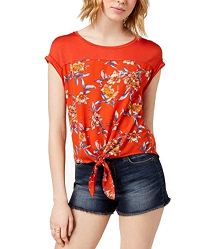 Juniors' Tie-Front Top