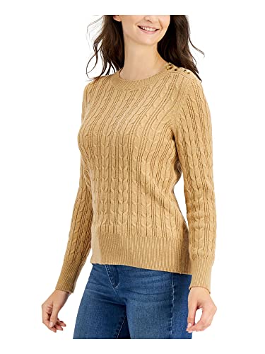 Charter Club Button Shoulder Cable Knit Sweater