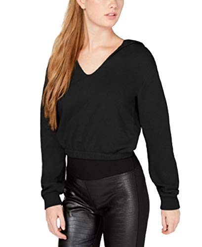 Juniors' V-Neck Balloon-Sleeve Hoodie