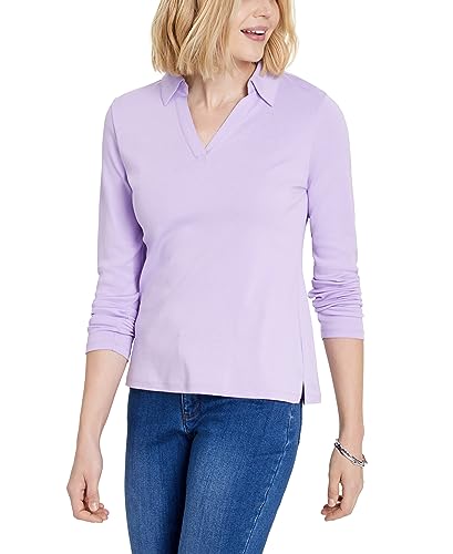 Charter Club Womens Cotton Johnny Collar T-Shirt