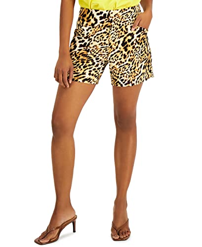 INC International Concepts Womens Mid Rise Cheetah Print Pull On Shorts