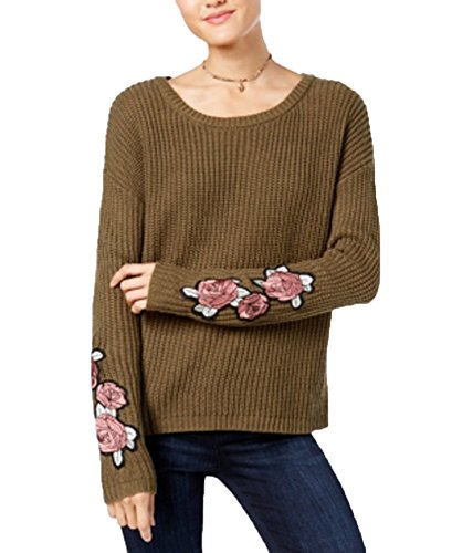 Juniors' Rose-Embroidered Sweater