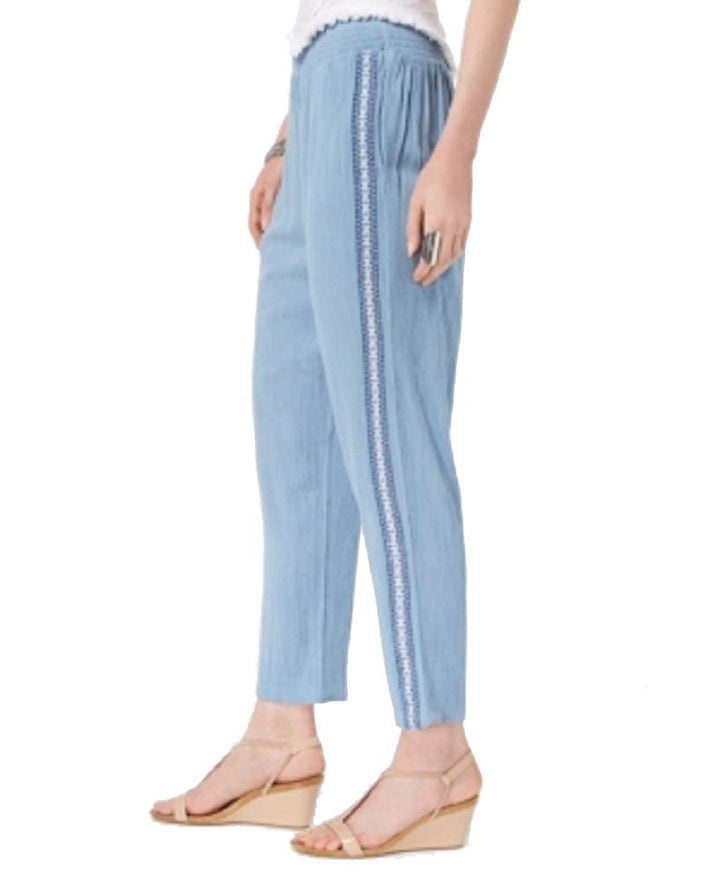 Crochet-Trim Pull-On Pants
