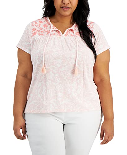 Women's Printed Embroidered Tassel-Tie Top