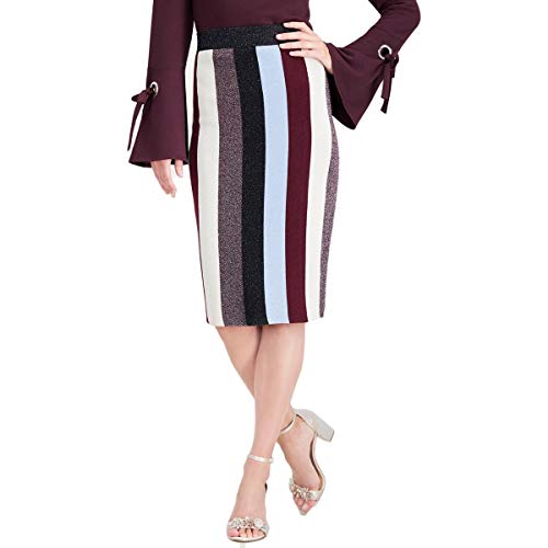 Plus Size Metallic Striped Skirt
