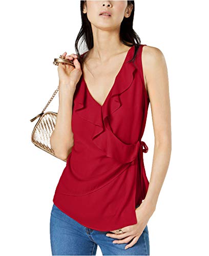 Solid Ruffle Surplice Tank Top