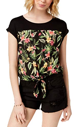 Juniors' Tie-Front Top