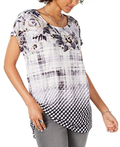 Style & Co Patchwork Batik Print Dolman Sleeve Top