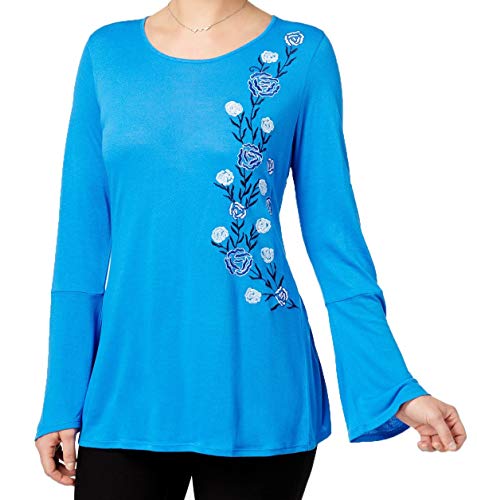 NY Collection Bell Sleeve Embroidered Top